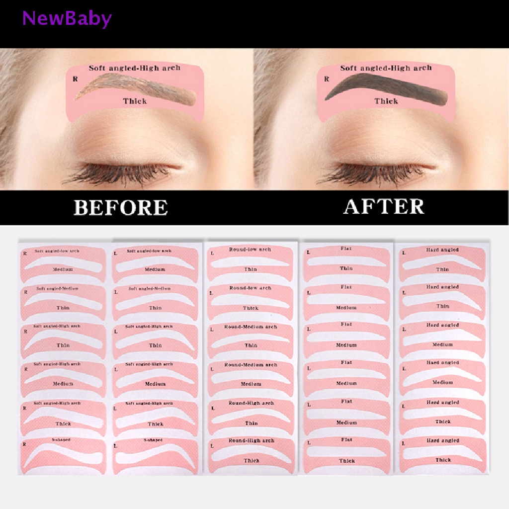 Newbaby 1lembar Stempel Alis Shaping Kit Penduh Alis Stensil Shaper Grooming ID