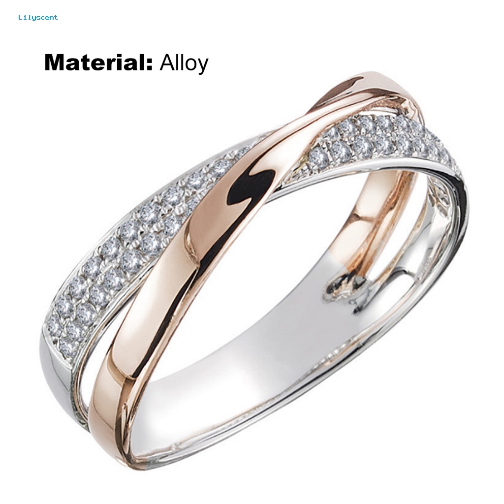 Lilyscent Cincin Alloy Two-Tone Untuk Dekorasi Harian Two Tone Plating Shiny X Ring Charming