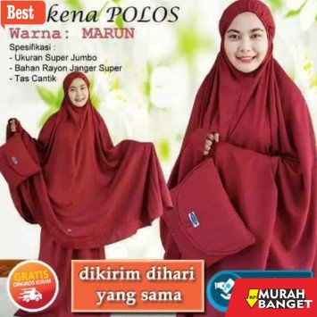 Peralatan ibadah di bulan ramadhan- MUKENA BALI JUMBO DEWASA POLOS UKURAN XXL FREE TAS CANTIK BAHAN 