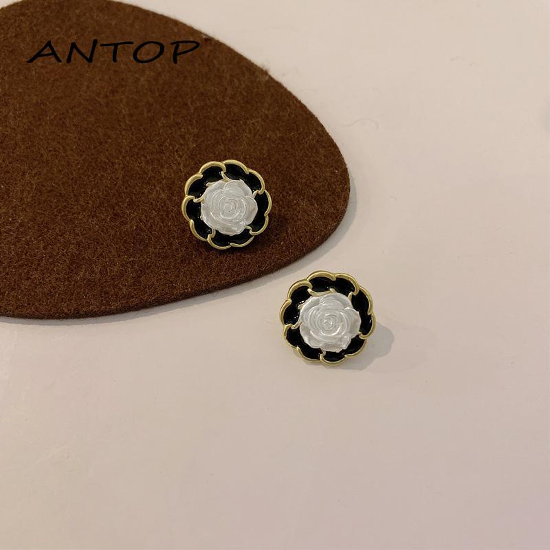 【Antop】 Desain Bunga Kamelia Anting Geometris Fashion Anting Sederhana S925 Perak  Temperamen Serbaguna