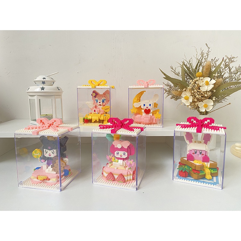 Kartun Strawberry Bear Kuromi Melody Blok Bangunan Anak 3D Mini Lucu DIY Kue Ulang Tahun Hadiah Mainan