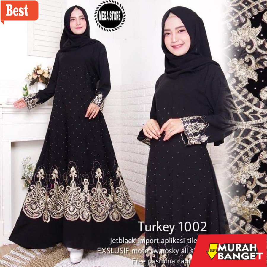 Gaya ala timur tengah di hari raya- Abaya bordir abaya hitam abaya arab abaya saudi abaya duba abaya