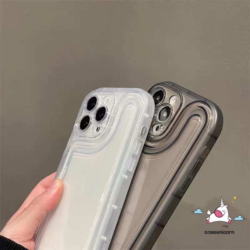 IPHONE Casing Ponsel Bening Bumper Silicon Shockproof Kompatibel Untuk Iphone11 Pro MAX 7plus XR 12 13 14 Pro MAX X XS Max7 8 Plus SE 2020 Mewah Simple Penebalan Shock Resistant Soft Cover