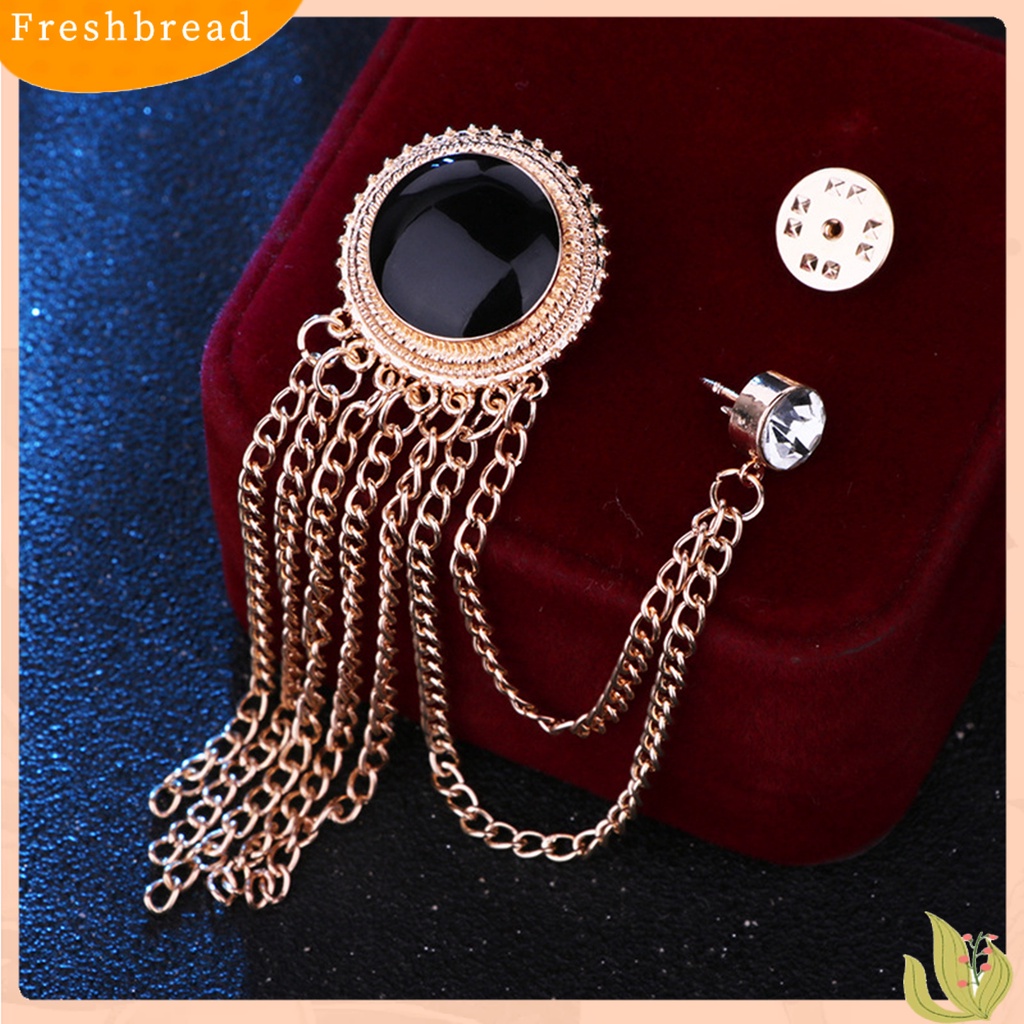 &lt; Freshbread &gt; Lencana Pin Rantai Berkilau Electroplating Hias Vintage Dress Up Colorfast Pria Jas Rumbai Kerah Pin Perhiasan Aksesori