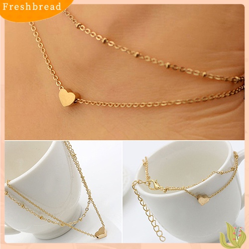 &lt; Freshbread &gt; Gelang Kaki Bentuk Cinta Hati Wanita Rantai Lapisan Ganda Sexy Foot Anklet