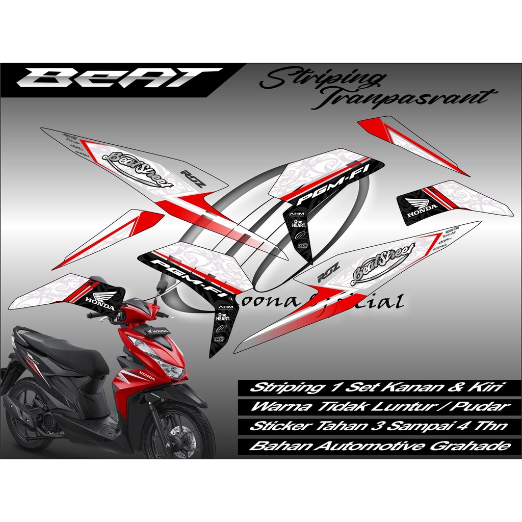 0305 STRIPING LIST VARIASI HONDA BEAT 2020 TRANSPARAN / HOLOGRAM / GLOSY / DOFF / GLITER - STICKER L