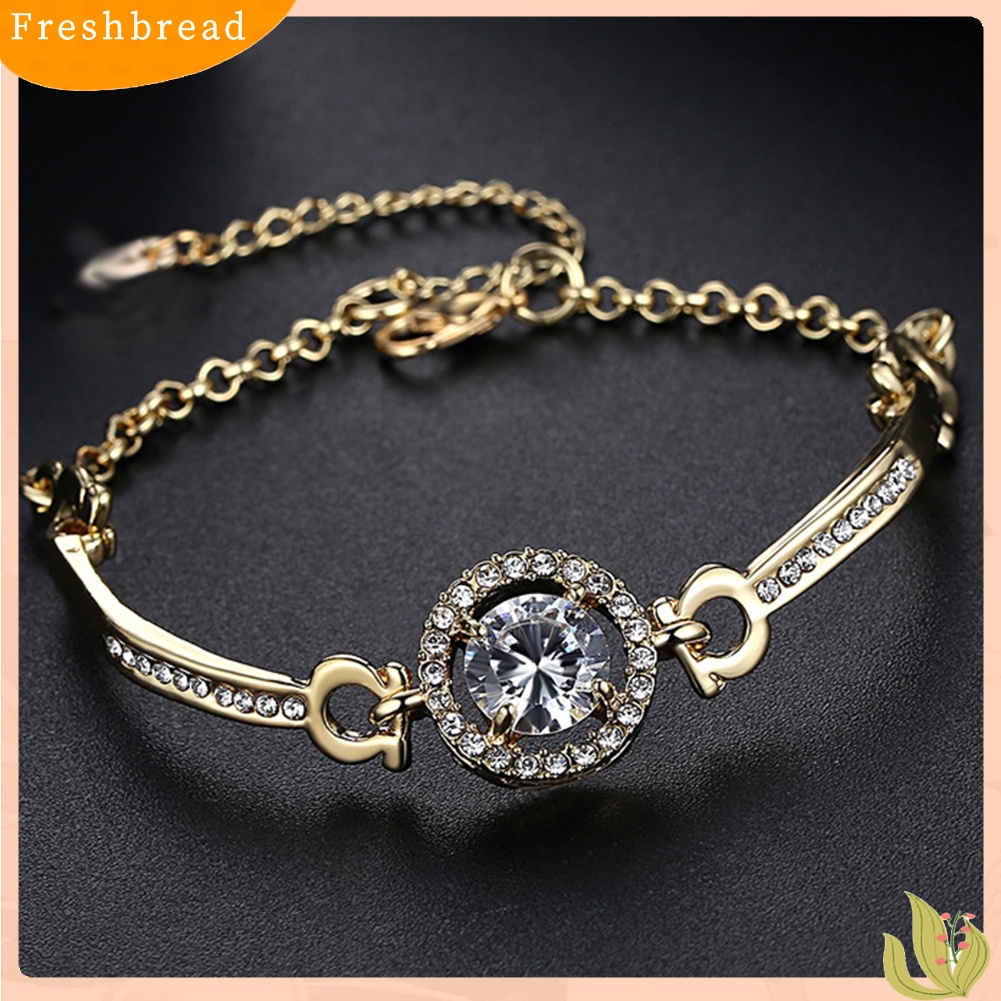 &lt; Freshbread &gt; Mewah Cubic Zirconia Bertatahkan Adjustable Rantai Gelang Bangle Wanita Perhiasan Hadiah