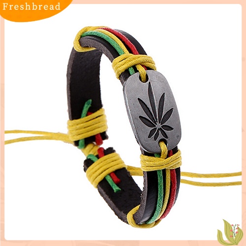 &lt; Freshbread &gt; Gelang Kepang Maple Kulit Imitasi Unisex Pria Wanita Handmade Vintage Bangle