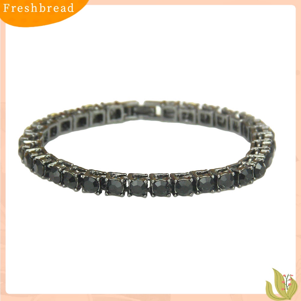 &lt; Freshbread &gt; Glitter Baris Tunggal Berlian Imitasi Gelang Bangle Unisex Perjamuan Pesta Perhiasan Hadiah