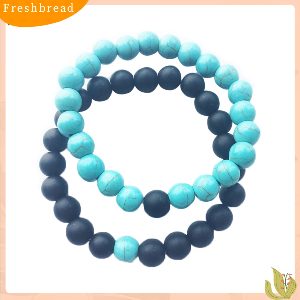 &lt; Freshbread &gt; 2Pcs/Set Manik-Manik Matte Pasangan Jarak Gelang Pria Wanita Best Friend Jewelry