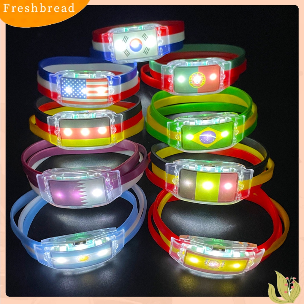 &lt; Freshbread &gt; Gelang Tangan Piala Dunia Glow in The Dark Tambah Suasana Argentina Brazil Jerman Spanyol Bendera Nasional Gelang LED Untuk Club