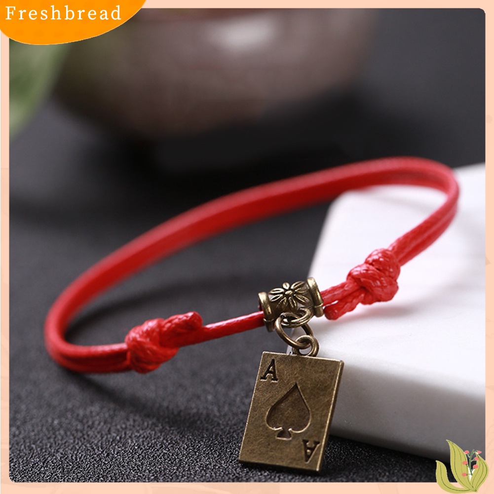 &lt; Freshbread &gt; Sederhana Unisex Poker Bell Berongga Bulan Pesona Adjustable Lilin Tali Gelang Perhiasan