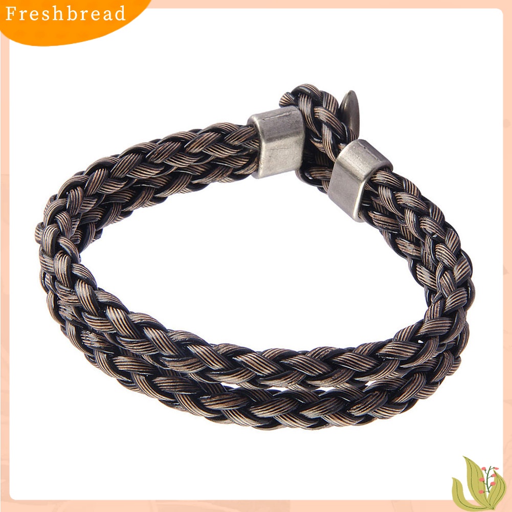 &lt; Freshbread &gt; Pria Kulit Imitasi Dikepang Multilayer Gelang Bangle Handmade Pergelangan Tangan Perhiasan Hadiah