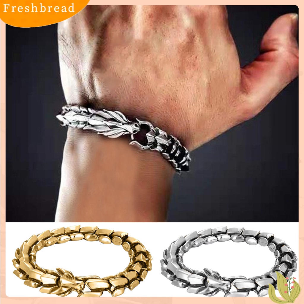 &lt; Freshbread &gt; Gelang Kepribadian Gaya Punk Eropa Dan Amerika Retro Hip Hop Naga Bentuk Kepala Gelang Pria Untuk Pakaian Sehari-Hari