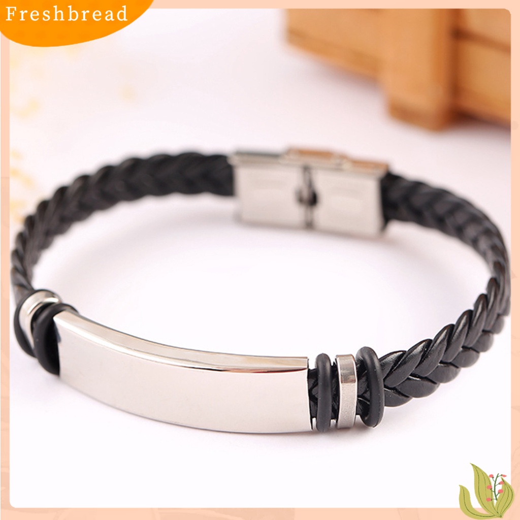 &lt; Freshbread &gt; Pria Gelang Pengerjaan Halus Gaya Rekreasi Dikepang Minimalis Adjustable Gesper Menghias Tahan Luntur Dikepang Faux Leather Bracelet Untuk Pakaian Sehari-Hari