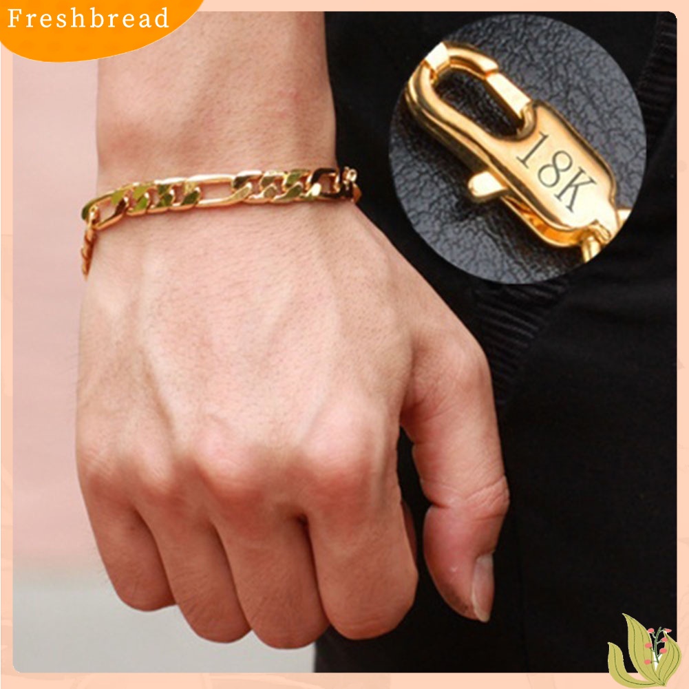 &lt; Freshbread &gt; Gesper Persegi Sederhana Menyamping Rantai Bangle Gelang Pria Perhiasan Hadiah Ulang Tahun