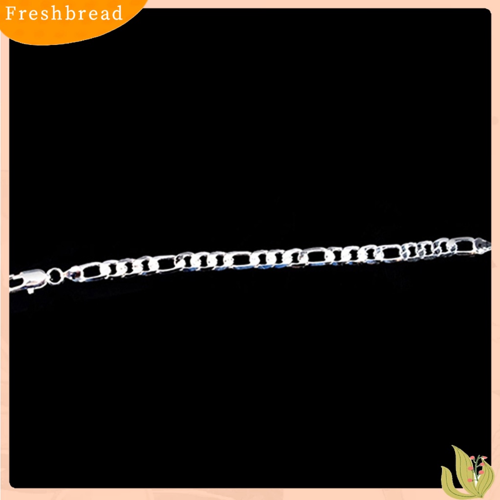 &lt; Freshbread &gt; Gelang Desain Datar Lobster Clasp Silver Plated Fashion Unisex Gelang Untuk Hadiah