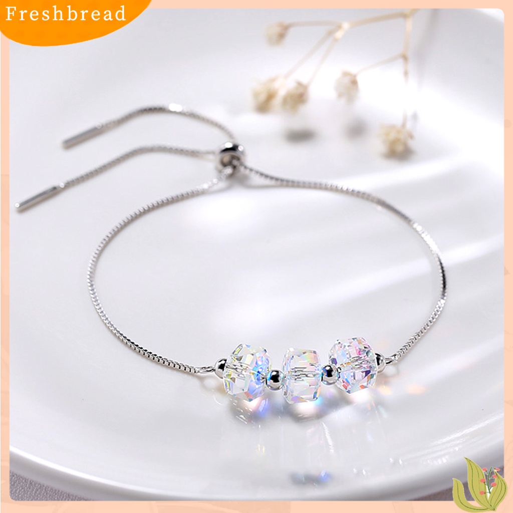 &lt; Freshbread &gt; Wanita Aksesori Perhiasan Gelang Manik-Manik Berlian Imitasi Simple Adjustable Untuk Anniversary