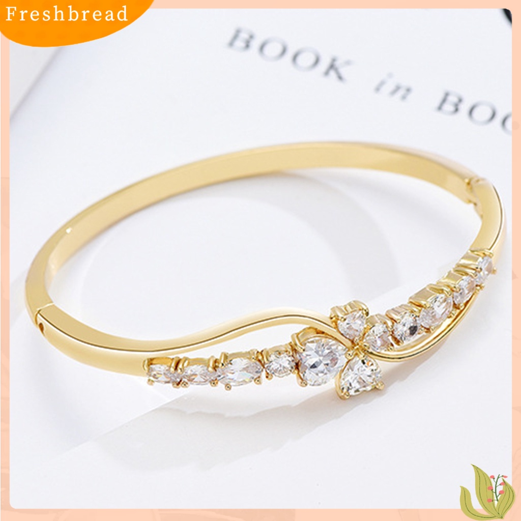 &lt; Freshbread &gt; Modis Wanita Bergelombang Garis Tilde Berlian Imitasi Dekorasi Pesta Hadiah Foto Prop Bangle