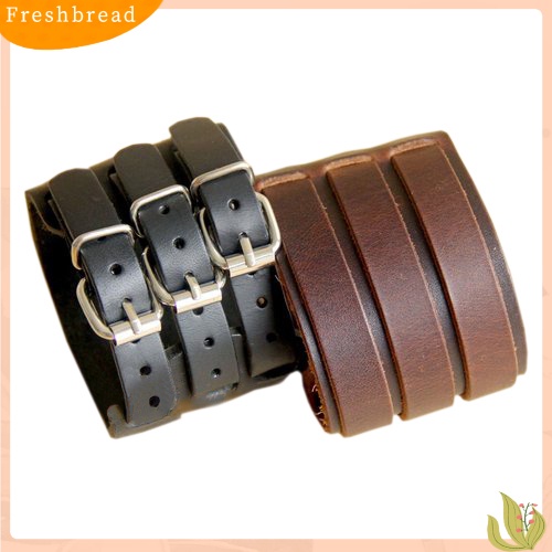 &lt; Freshbread &gt; Men Fashion Multilayer Belt Faux Leather Bracelet 3gesper Gelang Cuff Bangle