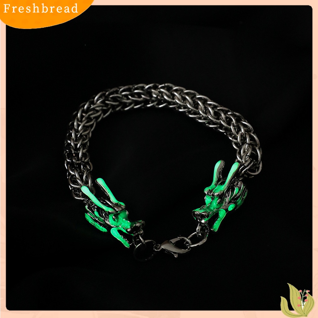 &lt; Freshbread &gt; Pria Gelang Bercahaya Naga Perhiasan Punk Vintage Rantai Tebal Bangle Hadiah Ulang Tahun