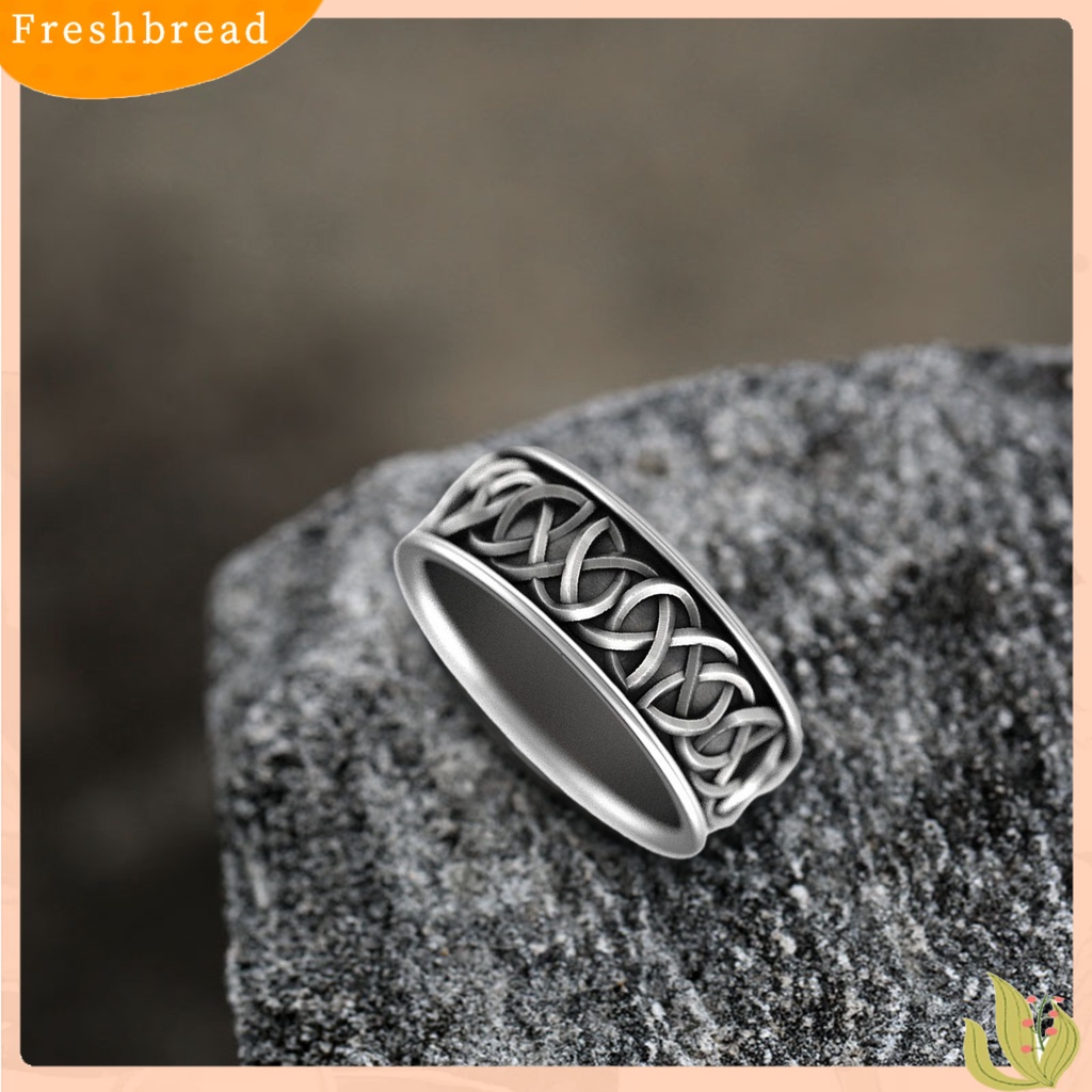 &lt; Freshbread &gt; Cincin Jari Gaya Retro Pola Halus Elektroplating Geometris Tahan Luntur Dekorasi Barang Fashion Nordic Mitologi Serigala Raksasa Pria Cincin Perhiasan Aksesori