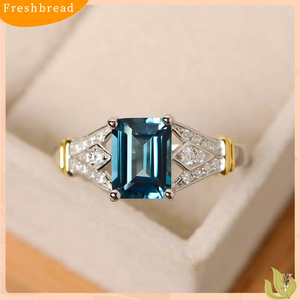 &lt; Freshbread &gt; Fashion Persegi Panjang Kubik Zirkon Berlian Imitasi Cincin Pengantin Pernikahan Pertunangan Perhiasan