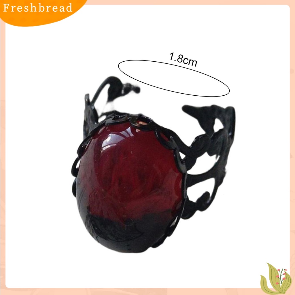 &lt; Freshbread &gt; Cincin Terbuka Kepribadian Geometris Adjustable Open Design Charming Decoration Tahan Lama Vintage Gothic Merah Faux Kristal Cincin Aksesoris Perhiasan