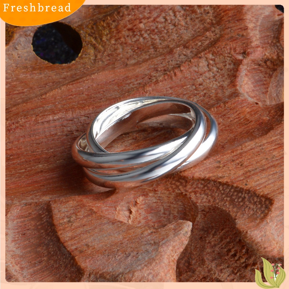 &lt; Freshbread &gt; Wanita Kreatif Halus 3circles Cross Finger Cincin Hadiah Perhiasan Pesta Pernikahan