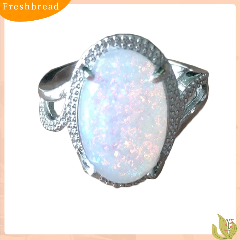 &lt; Freshbread &gt; Fashion Wanita Super Bersinar Bentuk Oval Buatan Opal Cincin Jari Perhiasan Hadiah
