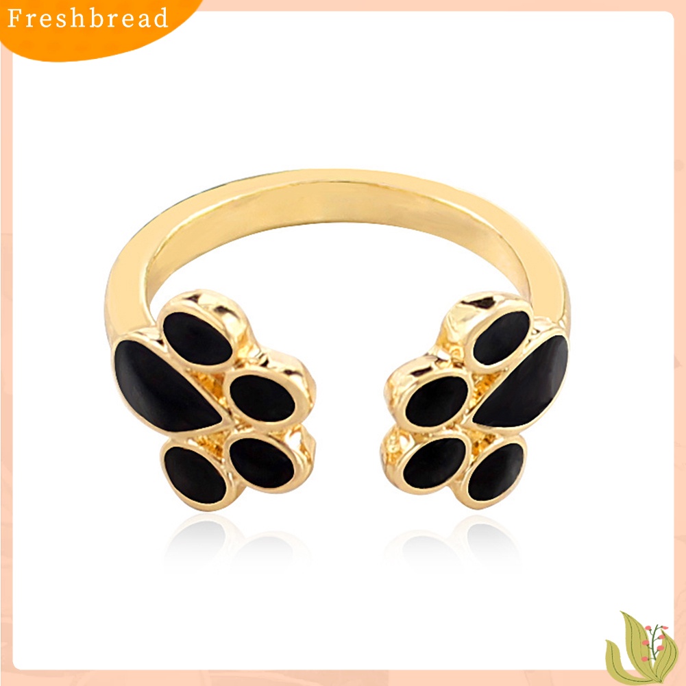 &lt; Freshbread &gt; Fashion Lucu Wanita Hewan Peliharaan Kucing Anjing Anjing Paw Print Pembukaan Jari Cincin Perhiasan Hadiah