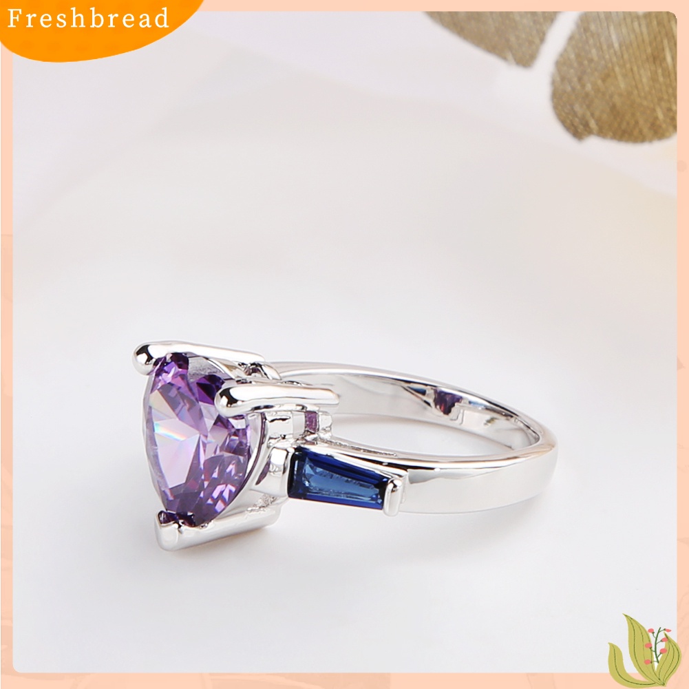 &lt; Freshbread &gt; Fashion Cinta Hati Buatan Batu Permata Wanita Pertunangan Pernikahan Band Perhiasan