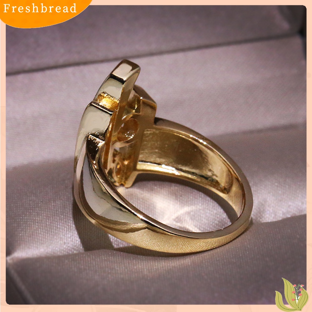 &lt; Freshbread &gt; Mewah Marquise Cut Putaran Berlian Imitasi Bertatahkan Geometris Jari Cincin Perhiasan Hadiah