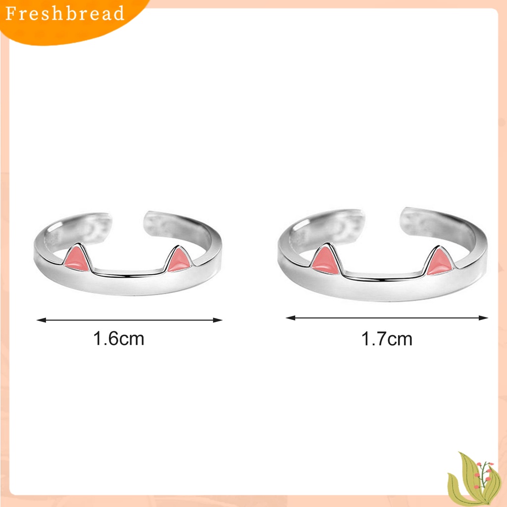 &lt; Freshbread &gt; Cincin Couple Telinga Kucing Plating Dekorasi Perhiasan Pembukaan Adjustable Finger Ring Untuk Pakaian Sehari-Hari