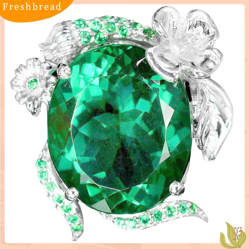 &lt; Freshbread &gt; Fashion Wanita Faux Emerald Band Pesta Perjamuan Lamaran Jari Cincin Perhiasan Hadiah