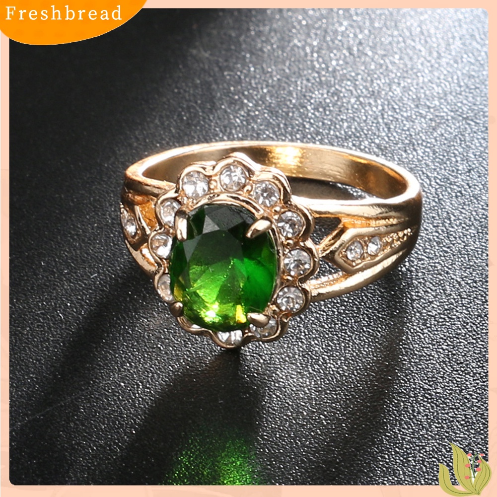 &lt; Freshbread &gt; Vintage Emerald Berlian Imitasi Bertatahkan Perhiasan Wanita Cincin Pesta Pub Club Dekorasi Hadiah