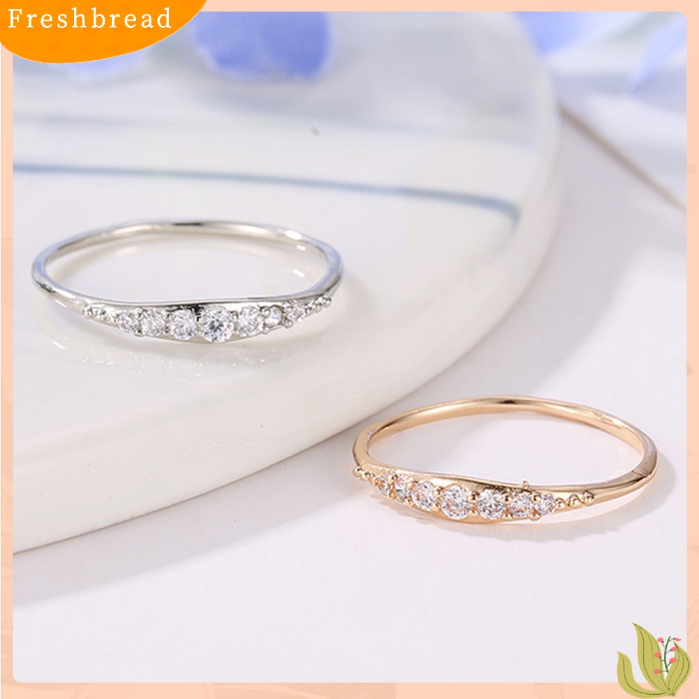 &lt; Freshbread &gt; Wanita Pria Paduan Plating Zirkon Bertatahkan Jari Cincin Pesta Perhiasan Aksesori Hadiah