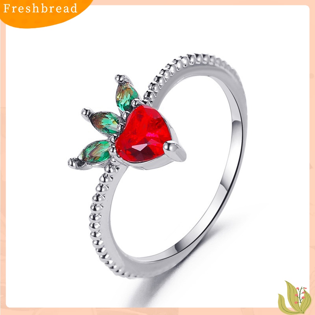 &lt; Freshbread &gt; Indah Gaya Anggur Apel Strawberry Cherry Desain Cincin Wanita Perhiasan Ornamen