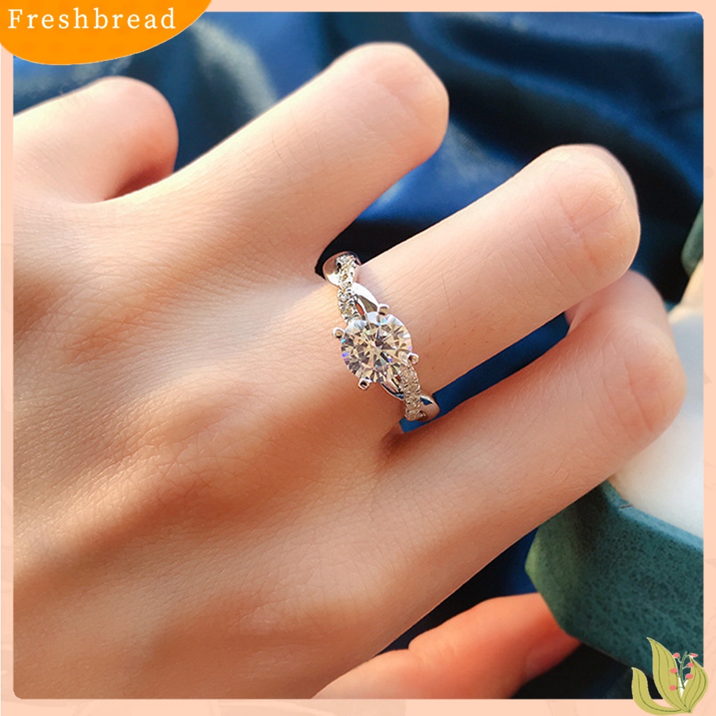 &lt; Freshbread &gt; Cincin Kawin Memutar Berkilau High-end Besar Berlian Imitasi Buku Jari Circlet Perhiasan Perempuan