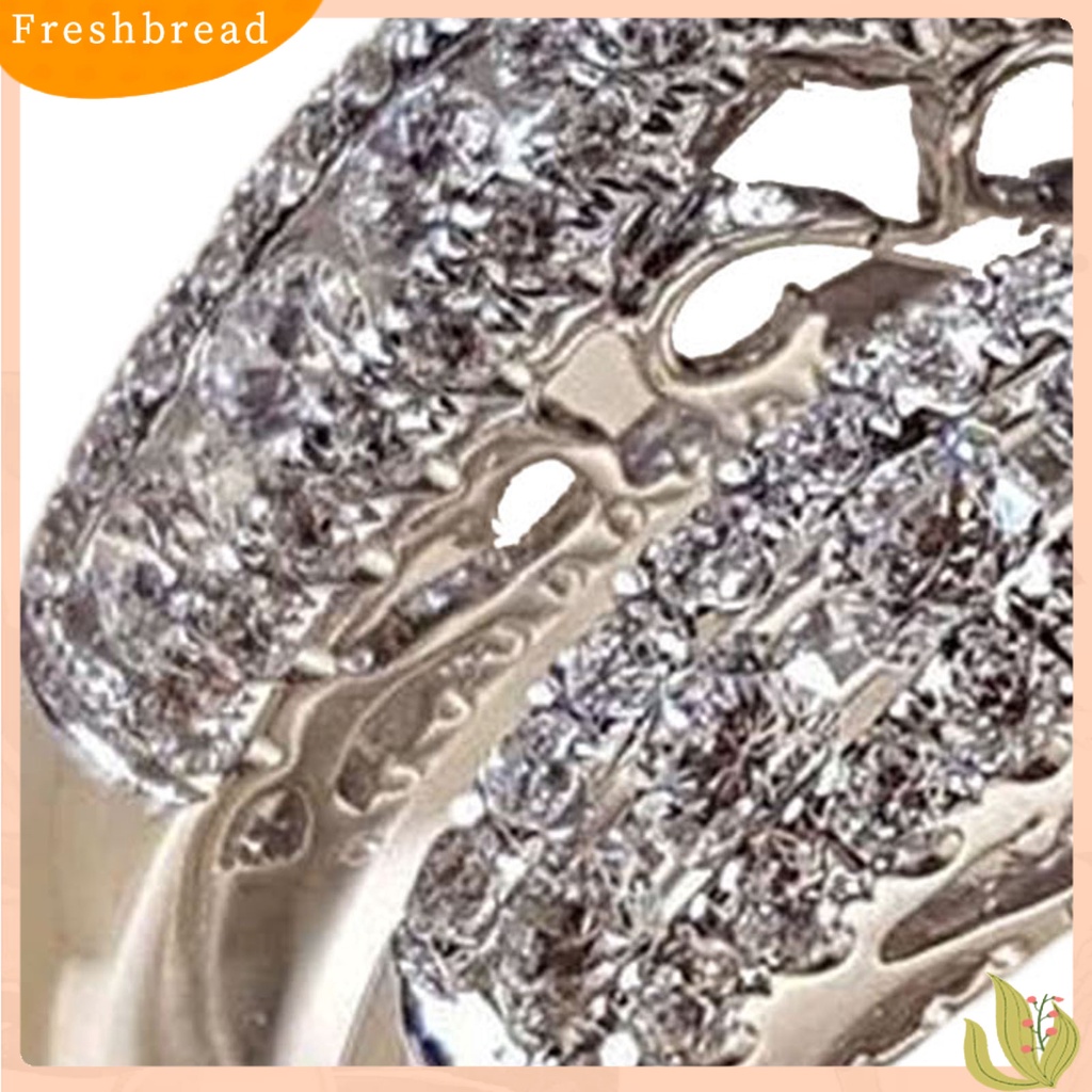 &lt; Freshbread &gt; 1pasang Cincin Couple Shiny Cubic Zirconia Jewelry Electroplated Cincin Indah Untuk Pernikahan