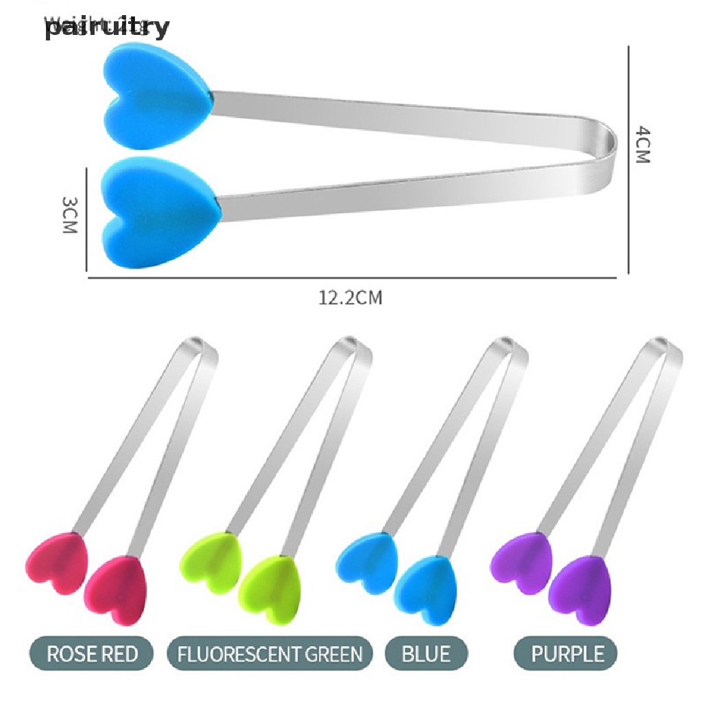 Prt 1Pc Penjepit Makanan Silikon Berbentuk Hati Stainless Steel Non-slip Ice Candy FoodClip PRT