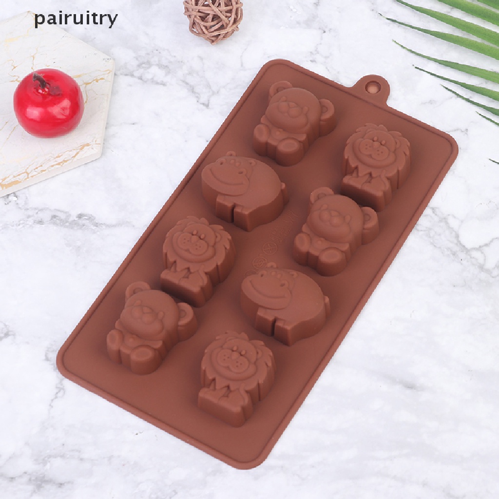 Prt Cetakan Silikon Hewan Bentuk Hippo Lion Bear Coklat Sabun Kue Peralatan Dapur DIY PRT