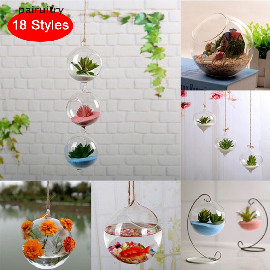 Prt Gantung Transparant Ball Glass Flower Planter Vas Terrarium Landscape Wadah PRT