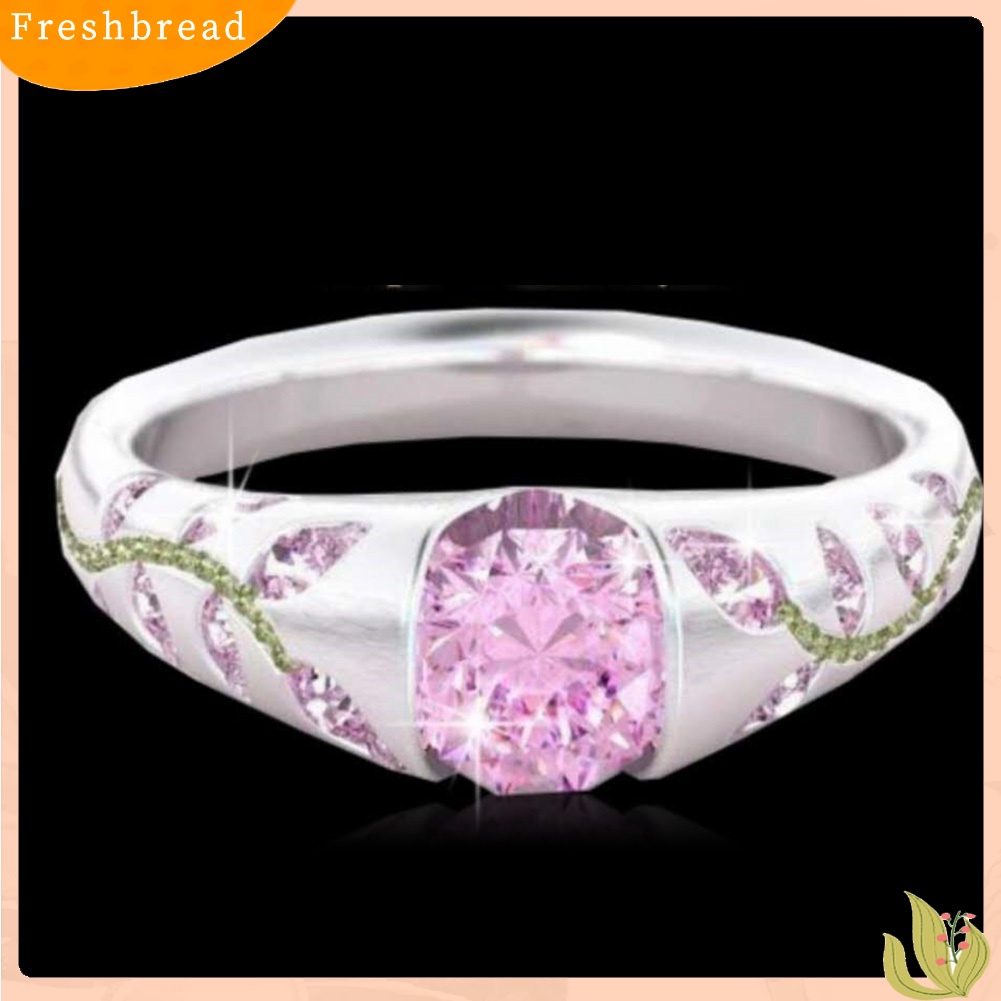 &lt; Freshbread &gt; Wanita Fashion Daun Imitasi Safir Berlian Imitasi Bertatahkan Jari Cincin Club Perhiasan Hadiah