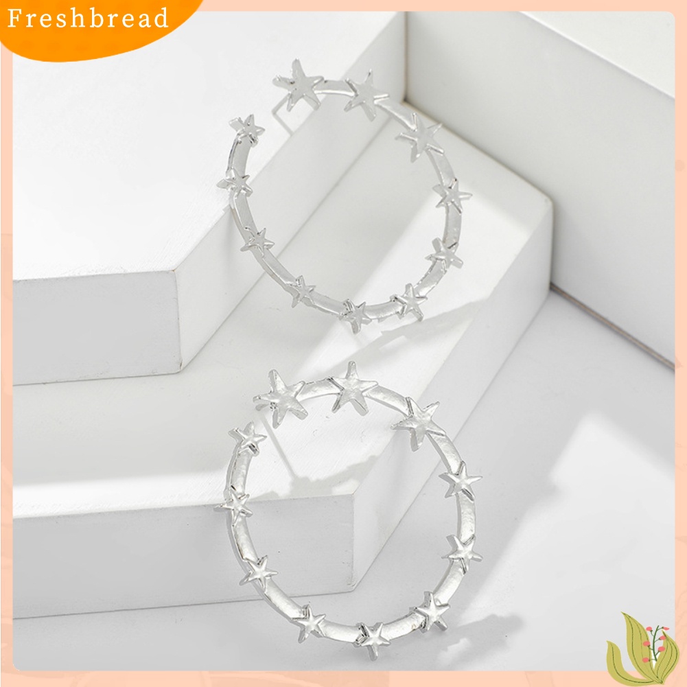 < Freshbread > Fashion Wanita Terbuka Bintang Besar Lingkaran Liontin Anting Hoop Pesta Liburan Perhiasan