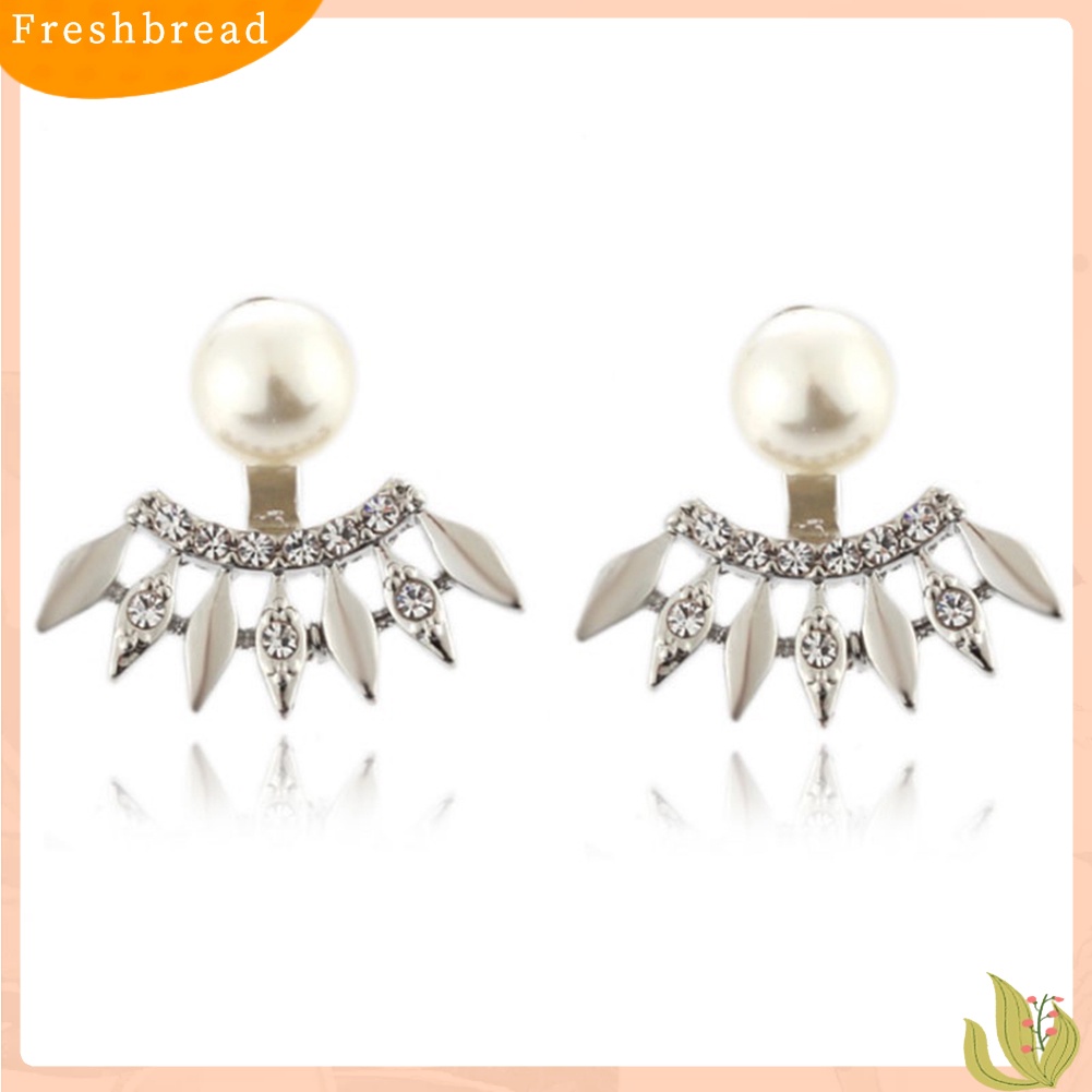 &lt; Freshbread &gt; Wanita Anting Perhiasan Pesta Mutiara Imitasi Berlian Imitasi Manis Telinga Jaket Studs Hadiah