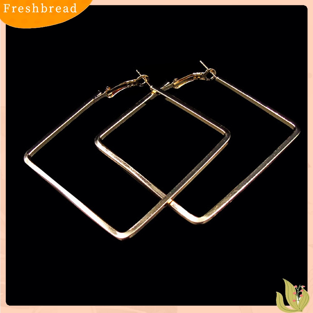 &lt; Freshbread &gt; Fashion Wanita Berongga Persegi Menjuntai Pernyataan Huggie Anting Pesta Perhiasan Hadiah