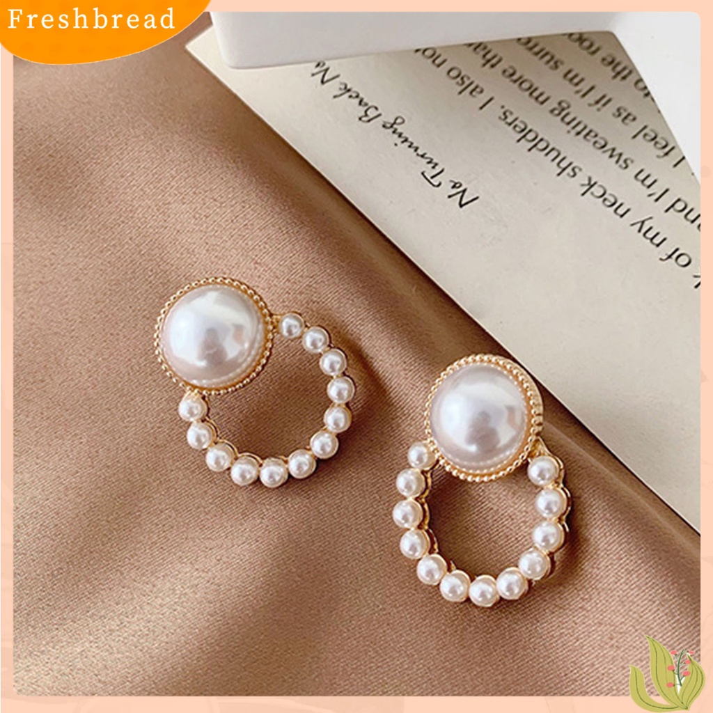 &lt; Freshbread &gt; Lady Stud Earrings Mutiara Imitasi Geometris Berlian Imitasi Semua Cocok Anting Gadis Untuk Hadiah