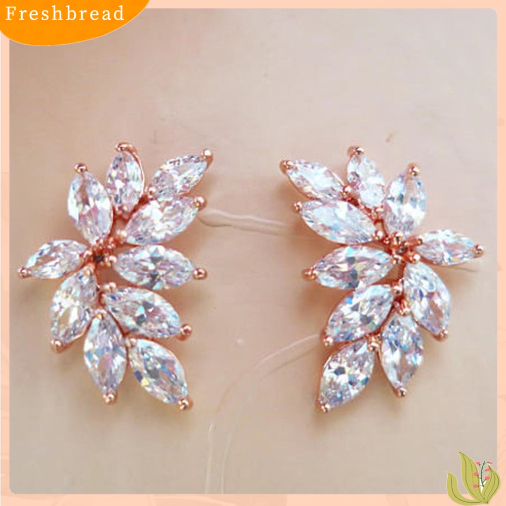 &lt; Freshbread &gt; 1pasang Anting Juntai Anti Alergi Hias Glittery Chic Bentuk Daun Anting Tusuk Untuk Pacaran