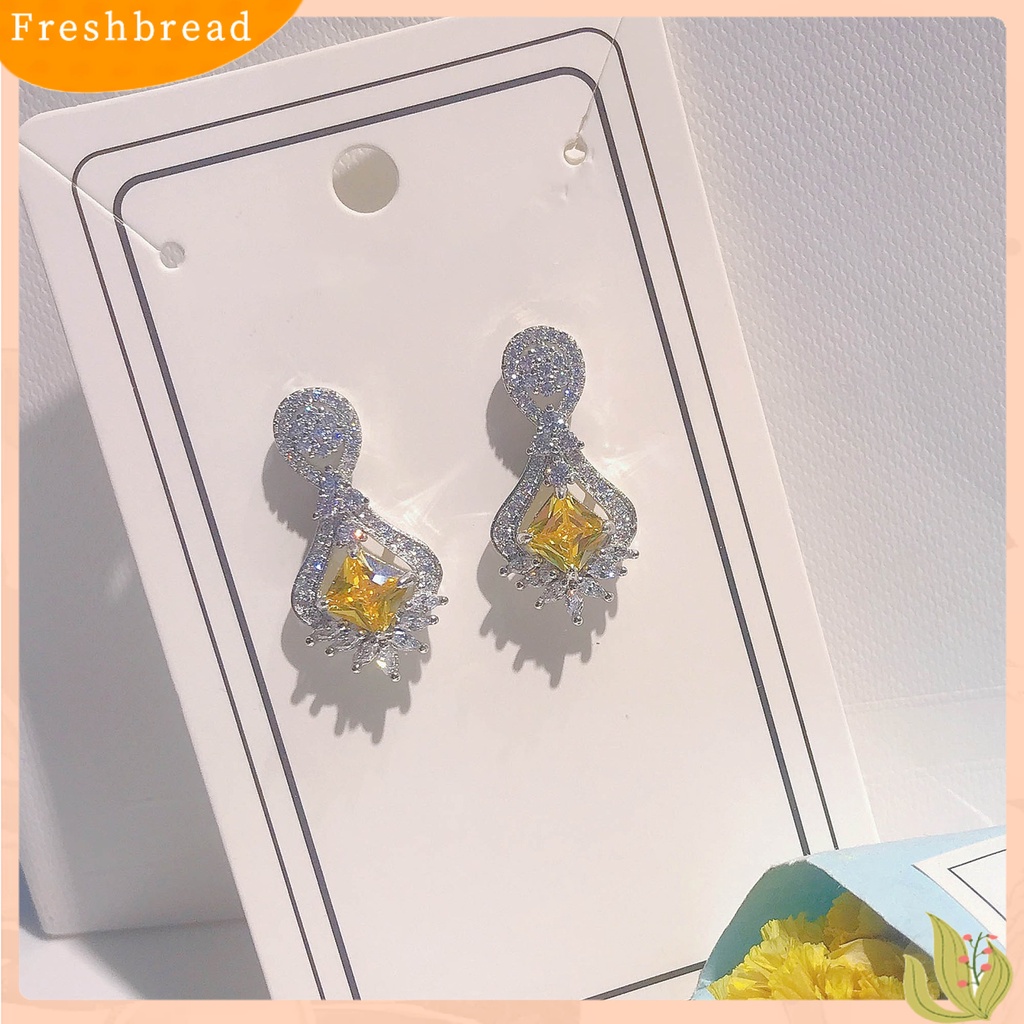 &lt; Freshbread &gt; 1pasang Anting Lady Hias Berlian Imitasi Berkilau Bentuk Geometri Anting Lady Drop Simetris Untuk Hadiah